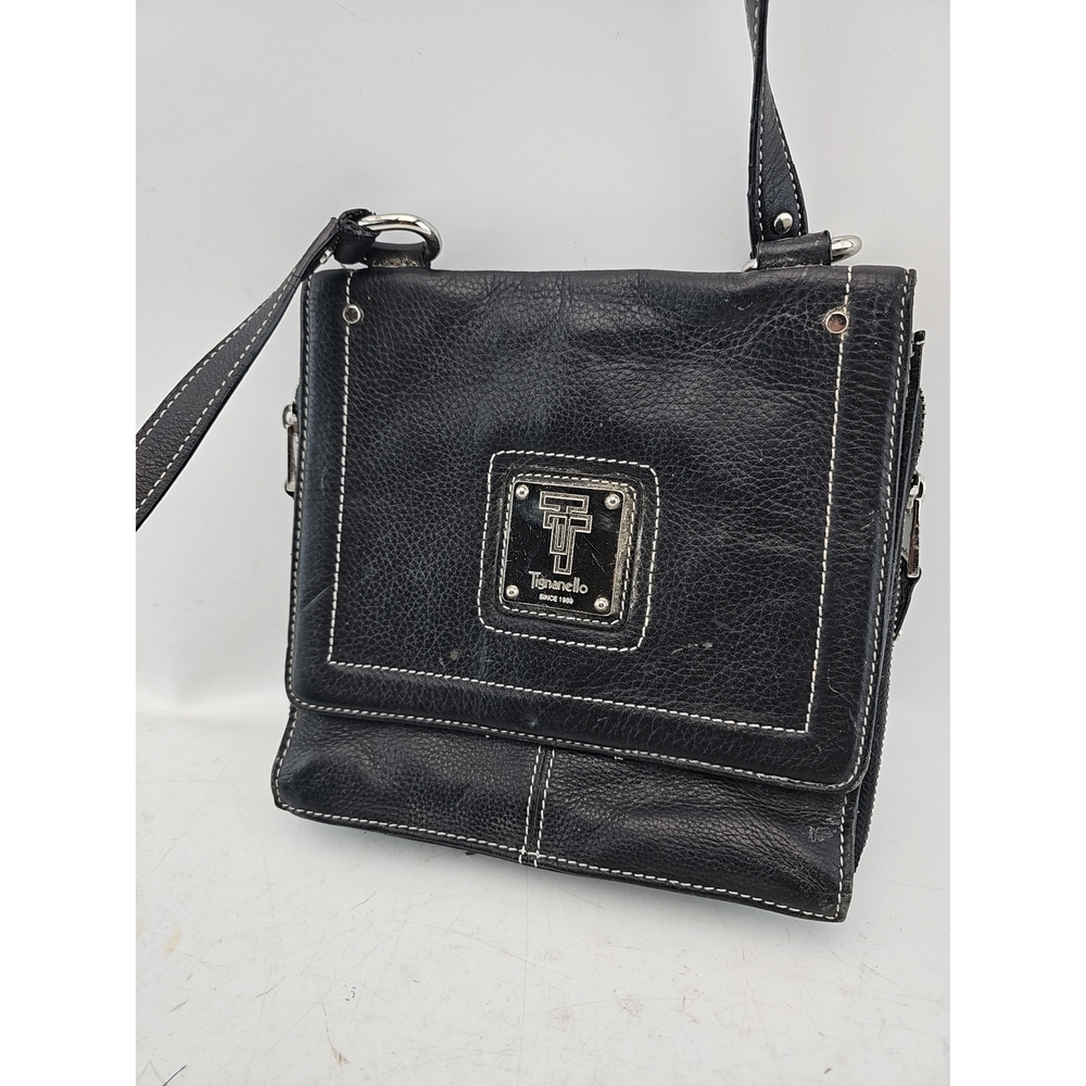 Tignanello Black Leather Crossbody Bag